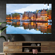 Lade das Bild in den Galerie-Viewer, Aluminiumbild gebürstet Blick auf die Stadt Amsterdam Querformat