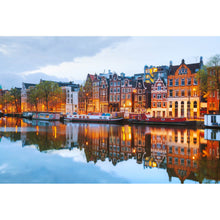 Lade das Bild in den Galerie-Viewer, Aluminiumbild gebürstet Blick auf die Stadt Amsterdam Querformat