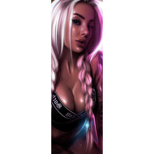 Lade das Bild in den Galerie-Viewer, Leinwandbild Blondes Tattoo Girl im Neonlicht Panorama Hoch