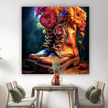 Lade das Bild in den Galerie-Viewer, Poster Blumenverzierte Stiefel Quadrat