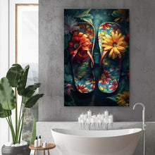 Lade das Bild in den Galerie-Viewer, Aluminiumbild Vintage Flipflops Digital Art Hochformat