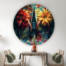 Lade das Bild in den Galerie-Viewer, Aluminiumbild gebürstet Vintage Flipflops Digital Art Kreis