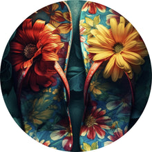 Lade das Bild in den Galerie-Viewer, Aluminiumbild gebürstet Vintage Flipflops Digital Art Kreis
