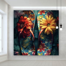 Lade das Bild in den Galerie-Viewer, Spannrahmenbild Vintage Flipflops Digital Art Quadrat