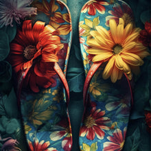 Lade das Bild in den Galerie-Viewer, Aluminiumbild Vintage Flipflops Digital Art Quadrat