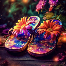 Lade das Bild in den Galerie-Viewer, Poster Blumige Flipflops Digital Art Quadrat