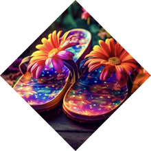 Lade das Bild in den Galerie-Viewer, Poster Blumige Flipflops Digital Art Raute