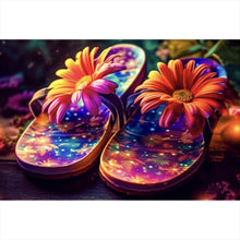 Lade das Bild in den Galerie-Viewer, Leinwandbild Blumige Flipflops Digital Art Querformat