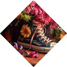 Lade das Bild in den Galerie-Viewer, Acrylglasbild Blumiger Jeans Turnschuh Raute