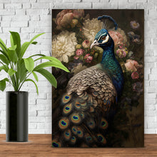 Lade das Bild in den Galerie-Viewer, Poster Blumiger Pfau Digital Art Hochformat
