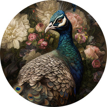 Lade das Bild in den Galerie-Viewer, Aluminiumbild gebürstet Blumiger Pfau Digital Art Kreis