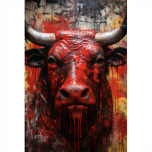 Lade das Bild in den Galerie-Viewer, Aluminiumbild Blutiger Stier Abstrakt Hochformat
