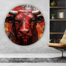Lade das Bild in den Galerie-Viewer, Aluminiumbild Blutiger Stier Abstrakt Kreis