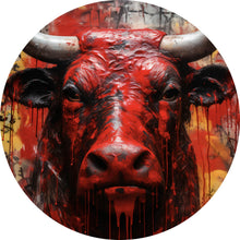 Lade das Bild in den Galerie-Viewer, Aluminiumbild Blutiger Stier Abstrakt Kreis