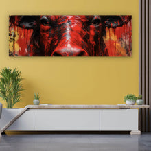 Lade das Bild in den Galerie-Viewer, Leinwandbild Blutiger Stier Abstrakt Panorama