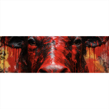 Lade das Bild in den Galerie-Viewer, Leinwandbild Blutiger Stier Abstrakt Panorama