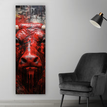 Lade das Bild in den Galerie-Viewer, Leinwandbild Blutiger Stier Abstrakt Panorama Hoch