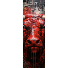 Lade das Bild in den Galerie-Viewer, Leinwandbild Blutiger Stier Abstrakt Panorama Hoch