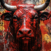 Lade das Bild in den Galerie-Viewer, Leinwandbild Blutiger Stier Abstrakt Quadrat