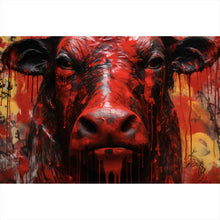 Lade das Bild in den Galerie-Viewer, Leinwandbild Blutiger Stier Abstrakt Querformat