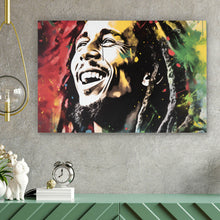Lade das Bild in den Galerie-Viewer, Aluminiumbild gebürstet Bob Marley Aquarell Querformat