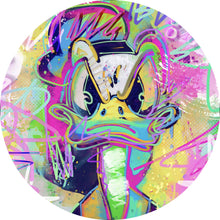 Lade das Bild in den Galerie-Viewer, Aluminiumbild gebürstet Böser Donald Pop Art Kreis