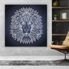 Lade das Bild in den Galerie-Viewer, Aluminiumbild gebürstet Boho Löwe Quadrat