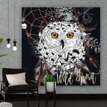 Lade das Bild in den Galerie-Viewer, Leinwandbild Boho Traumfänger mit Eule Quadrat
