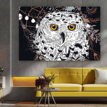 Lade das Bild in den Galerie-Viewer, Spannrahmenbild Boho Traumfänger mit Eule Querformat