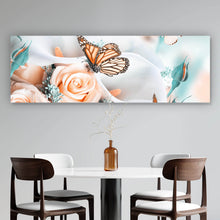 Lade das Bild in den Galerie-Viewer, Acrylglasbild Blumenstrauß mit Schmetterlingen Panorama