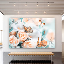 Lade das Bild in den Galerie-Viewer, Poster Blumenstrauß mit Schmetterlingen Querformat