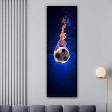 Lade das Bild in den Galerie-Viewer, Leinwandbild Brennender Fußball Panorama Hoch