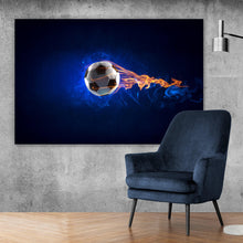 Lade das Bild in den Galerie-Viewer, Leinwandbild Brennender Fußball Querformat