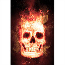 Lade das Bild in den Galerie-Viewer, Spannrahmenbild Brennender Totenkopf Hochformat