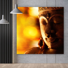Lade das Bild in den Galerie-Viewer, Spannrahmenbild Bronze Buddha Statue Quadrat