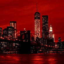 Lade das Bild in den Galerie-Viewer, Spannrahmenbild Brooklyn Bridge bei Nacht No.1 Quadrat