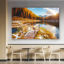Lade das Bild in den Galerie-Viewer, Poster Brücke in herbstlicher Berglandschaft Querformat
