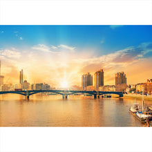 Lade das Bild in den Galerie-Viewer, Leinwandbild Brücke in London bei Sonnenaufgang Querformat