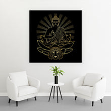 Lade das Bild in den Galerie-Viewer, Poster Buddha auf Lotusblüte mit Tiger Quadrat