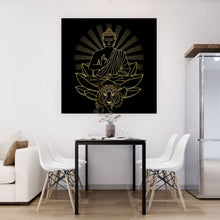 Lade das Bild in den Galerie-Viewer, Poster Buddha auf Lotusblüte mit Tiger Quadrat