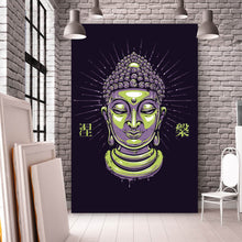 Lade das Bild in den Galerie-Viewer, Leinwandbild Buddha auf schwarzem Hintergrund Modern Art Hochformat