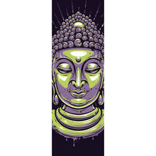 Lade das Bild in den Galerie-Viewer, Aluminiumbild gebürstet Buddha auf schwarzem Hintergrund Modern Art Panorama Hoch