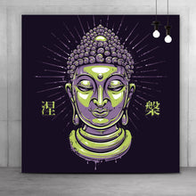 Lade das Bild in den Galerie-Viewer, Leinwandbild Buddha auf schwarzem Hintergrund Modern Art Quadrat