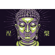 Lade das Bild in den Galerie-Viewer, Aluminiumbild gebürstet Buddha auf schwarzem Hintergrund Modern Art Querformat