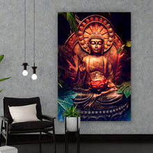 Lade das Bild in den Galerie-Viewer, Aluminiumbild Buddha Bronze Hochformat