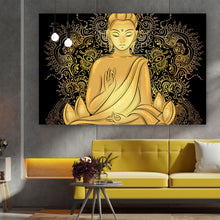 Lade das Bild in den Galerie-Viewer, Aluminiumbild Buddha im Lotussitz Querformat