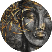 Lade das Bild in den Galerie-Viewer, Aluminiumbild Buddha mit goldenem Bambus Kreis