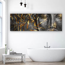 Lade das Bild in den Galerie-Viewer, Acrylglasbild Buddha mit goldenem Bambus Panorama