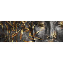 Lade das Bild in den Galerie-Viewer, Aluminiumbild Buddha mit goldenem Bambus Panorama
