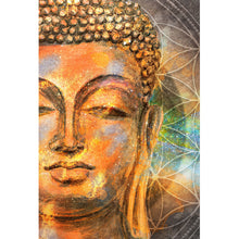 Lade das Bild in den Galerie-Viewer, Aluminiumbild gebürstet Buddha mit Mandala Hochformat